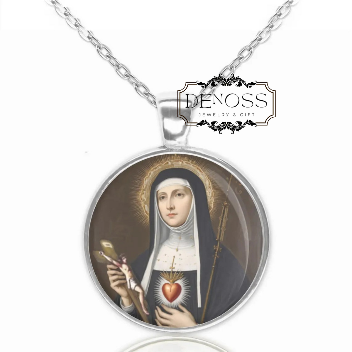 Saint Margaret Mary Alacoque Catholic Necklace,Christian Patron Saint Medal Pendant Jewelry