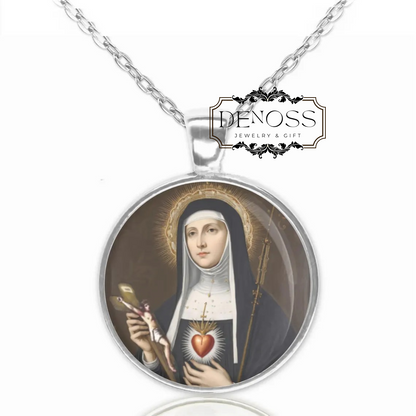 Saint Margaret Mary Alacoque Catholic Necklace,Christian Patron Saint Medal Pendant Jewelry