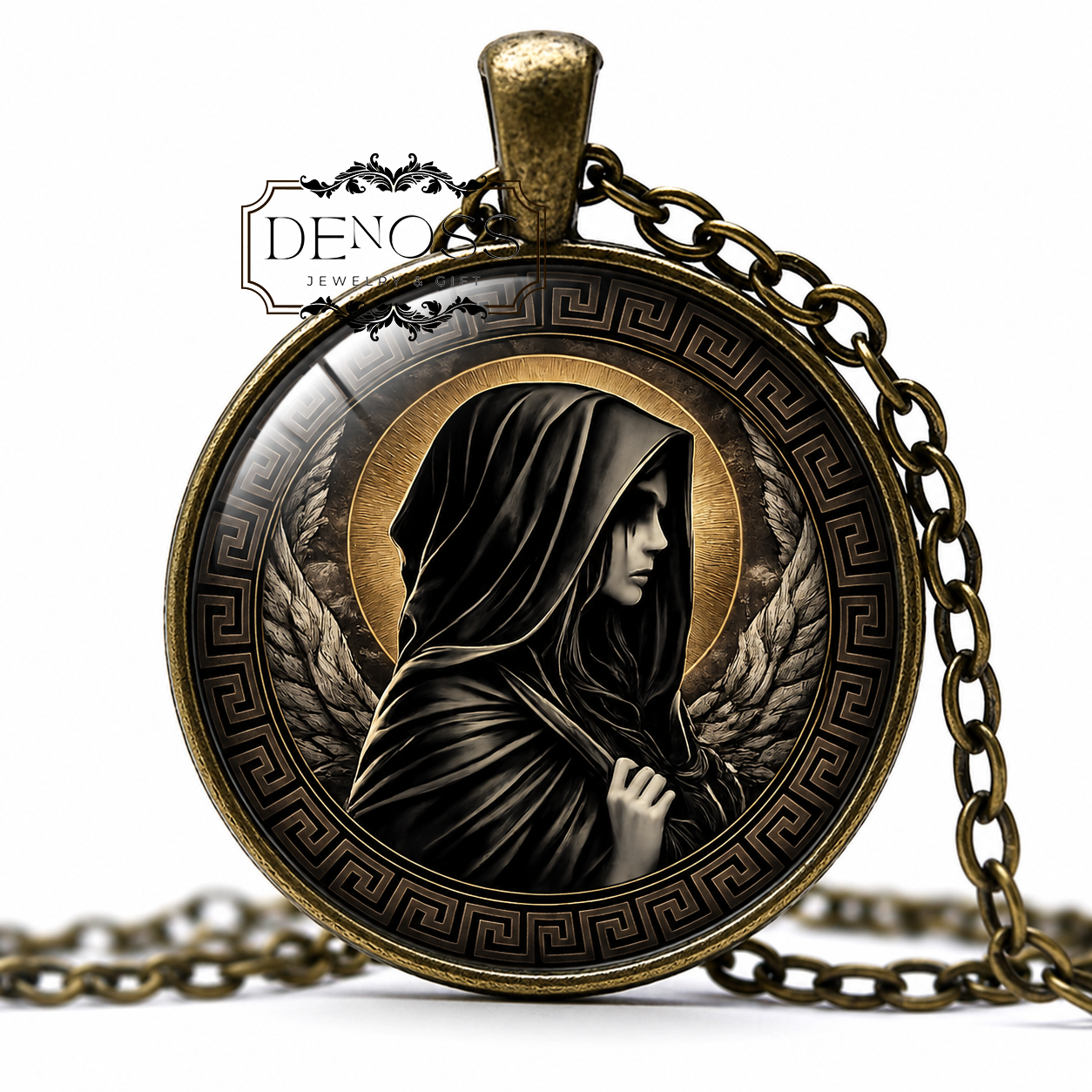 STYX Necklace,Titaness,Goddess of the River Styx,Oaths,Loyalty,Binding Nature of Promises,Greek,Mythology,Glass Pendant