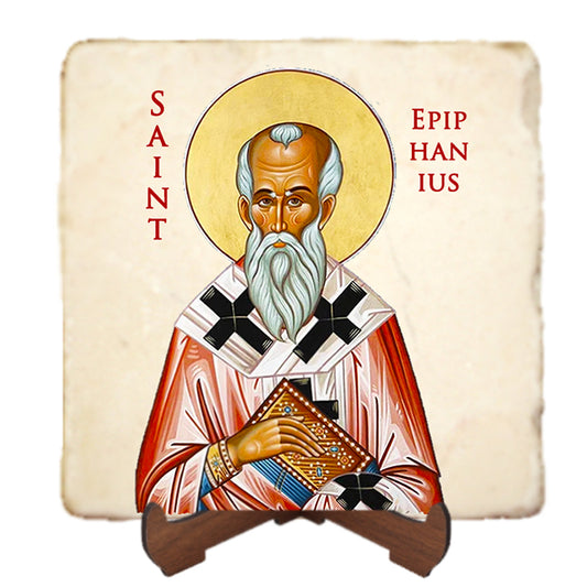 St.Epiphanius of Cyprus Icon,Men Saints,Marble Icon,Handmade,Prayer gift,Christian Icon