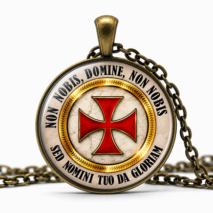 Non Nobis,Domine,Non Nobis,Sed Nomini Tuo Da Gloriam Cross Sword Pendant Necklace, Knights Templar,Commandery