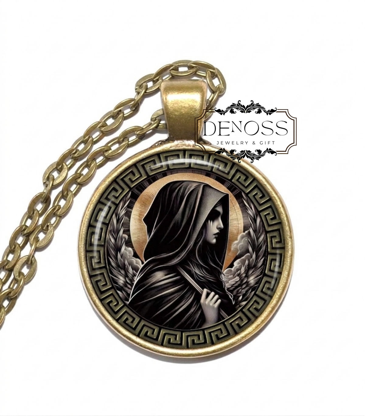 STYX Necklace,Titaness,Goddess of the River Styx,Oaths,Loyalty,Binding Nature of Promises,Greek,Mythology,Glass Pendant