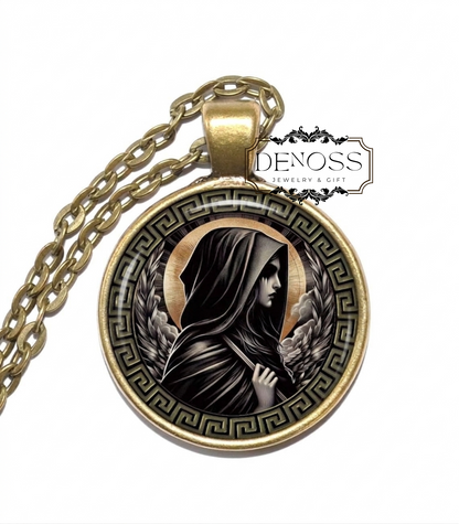 STYX Necklace,Titaness,Goddess of the River Styx,Oaths,Loyalty,Binding Nature of Promises,Greek,Mythology,Glass Pendant