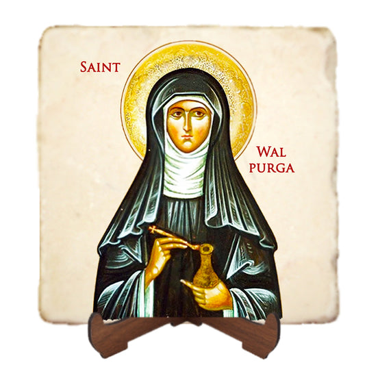 St.Walpurga Icon,Women Saint,Marble Icon,Handmade,Prayer gift,Christian Icon