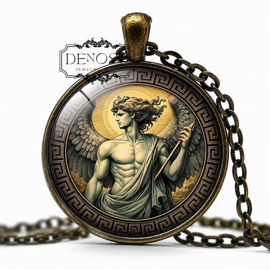 THANATOS Necklace,God of Death,Greek,Mythology,Son of Nyx,Brother of Hypnos,Glass pendant