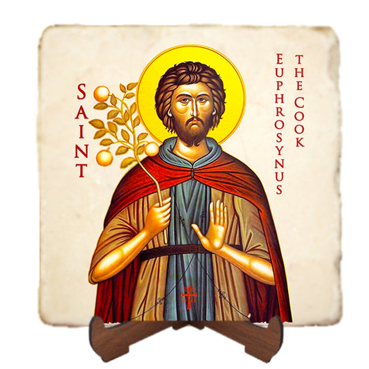 St.Euphrosynus the Cook Icon,Men Saints,Marble Icon,Handmade,Prayer gift,Christian Icon