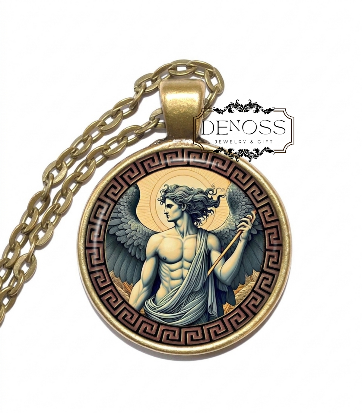 THANATOS Necklace,God of Death,Greek, Mythology,Son of Nyx,Brother of Hypnos,Glass pendant