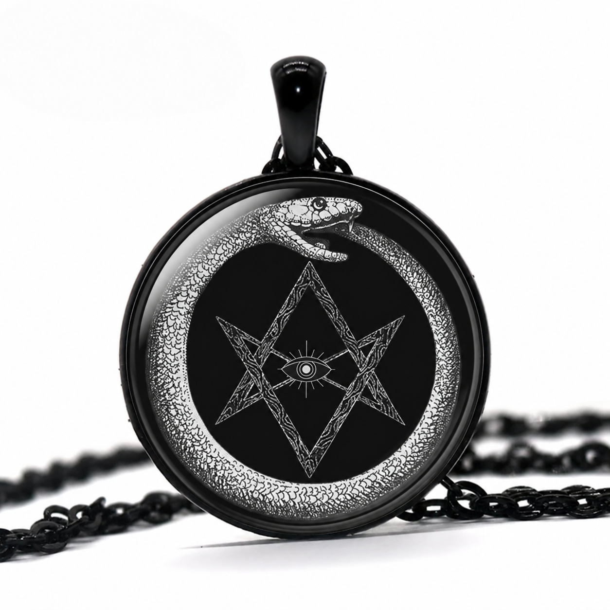 Ouroboros Snake Pendant Necklace,Occult Thelema Crowley Necklace