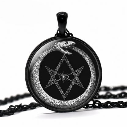 Ouroboros Snake Pendant Necklace,Occult Thelema Crowley Necklace