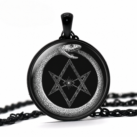 Ouroboros Snake Pendant Necklace,Occult Thelema Crowley Necklace