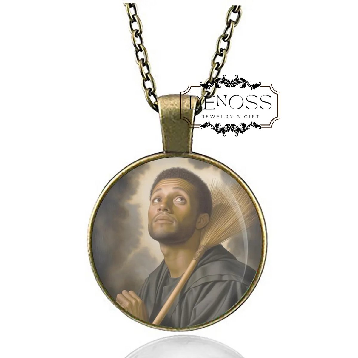 Saint Martin de Porres Catholic Necklace,Patron Saint Christian Medal Pendant