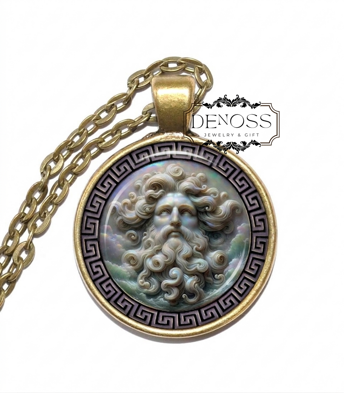 THAUMAS Necklace,God of Wonders,God of Marvels,God of the Awe-Inspiring Mysteries of the Sea,Greek,Mythology,Glass pendant