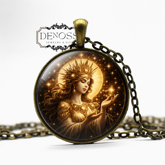 THEIA Necklace,Goddess of Divine Light,Goddess of Sight,Titan,Greek Mythology Glass Pendant