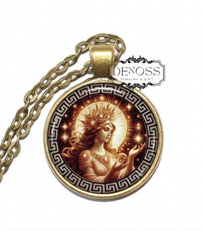 THEIA Necklace,Goddess of Divine Light,Goddess of Sight,Titan, Greek,Mythology,Glass Pendant