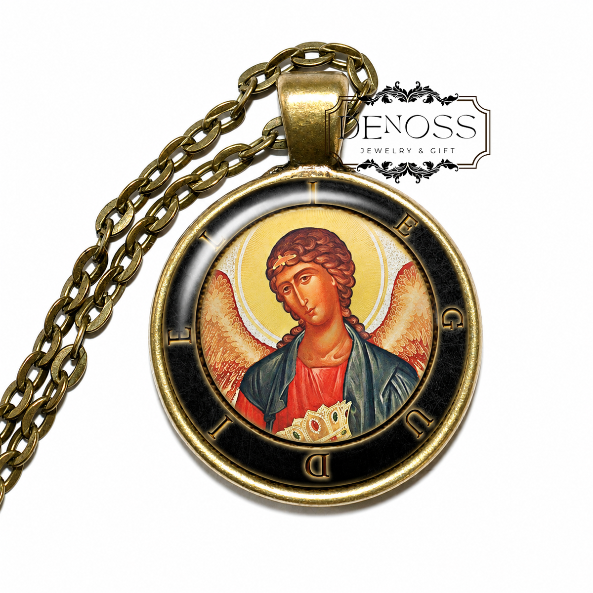 ARCHANGEL JEGUDIEL Necklace,Archangel,Laudation of God,God of the Jews,Eastern Orthodox,Catholic Church,Glass Pendant
