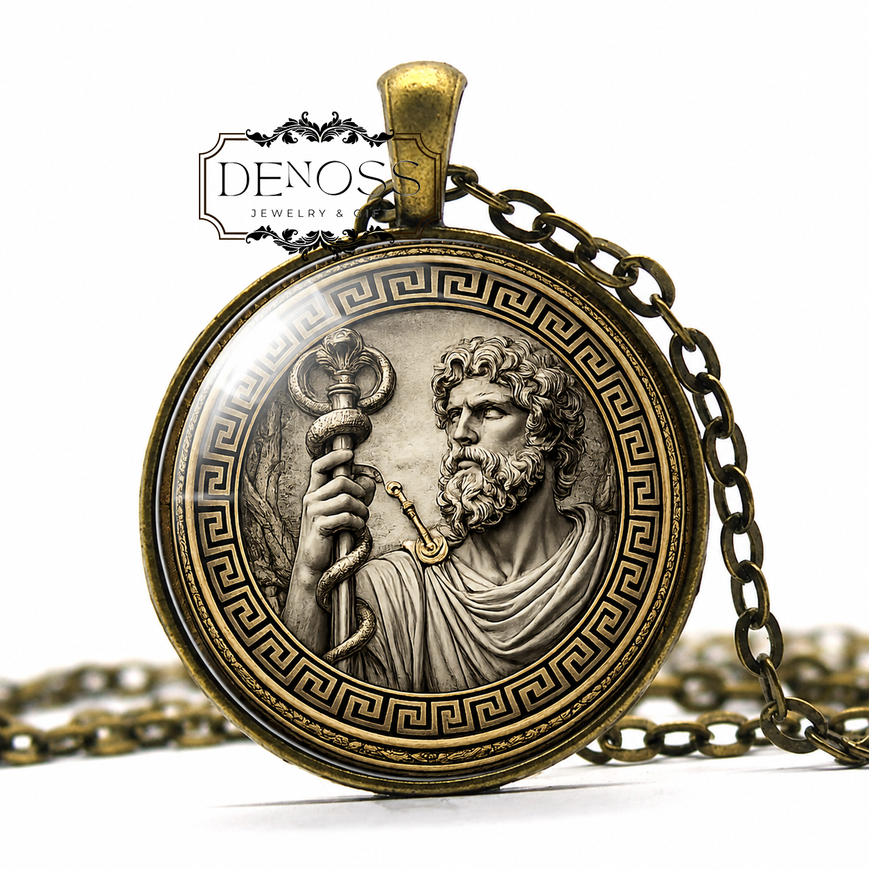 ASCLEPIUS Necklace,God,Greek,Mythology,God of Healing,God of Medicine,Ability to Cure Diseases,Bring the Dead back to Life