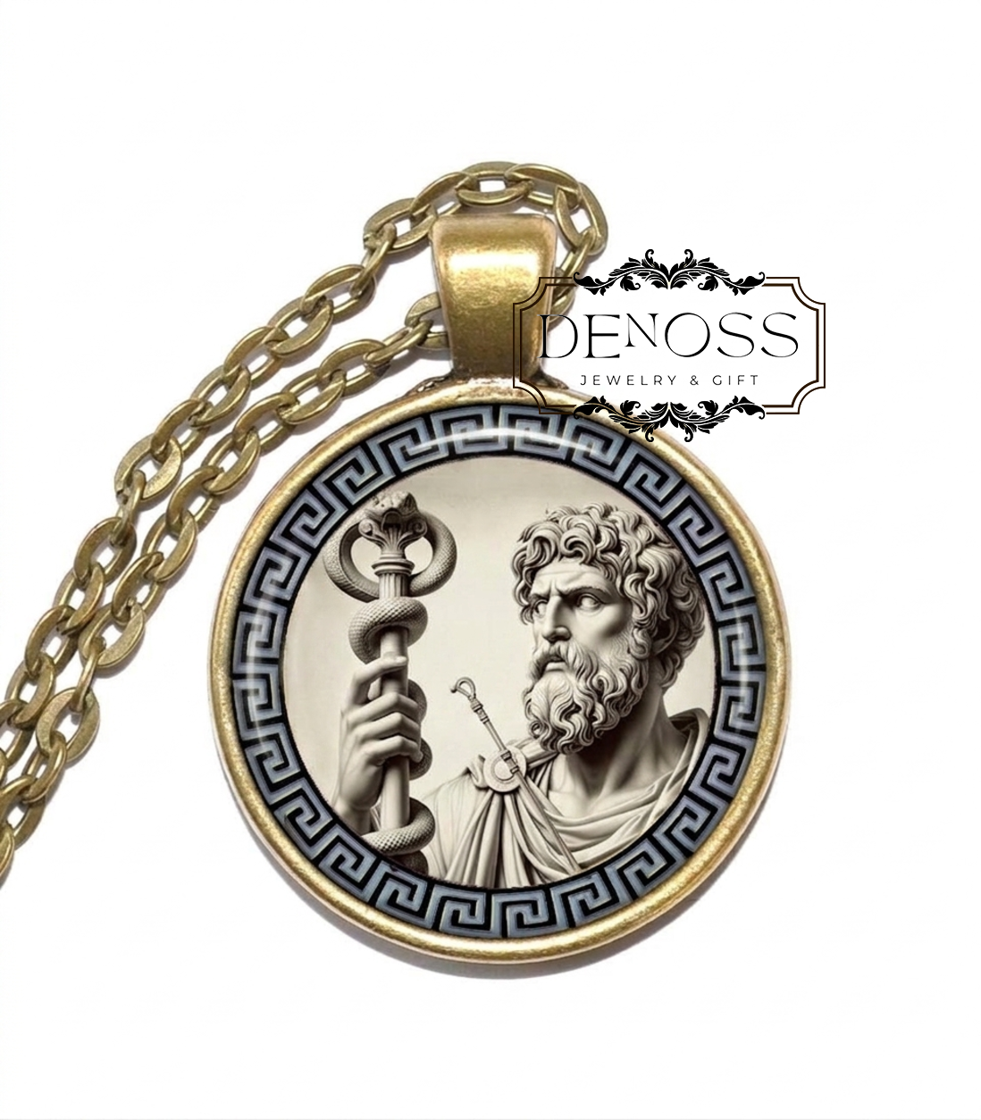 ASCLEPIUS Necklace,God,Greek,Mythology,God of Healing,God of Medicine,Ability to Cure Diseases,Bring the Dead back to Life