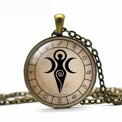 Fertility Goddess Necklace,Moon Goddess Pendant,Wicca Pagan Symbol Amulet Gift,Witch Jewelry Gift Pagan Necklace,Wiccan Motherhood Baby
