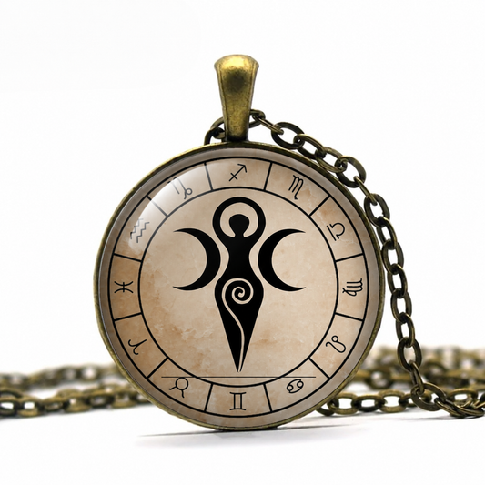 Fertility Goddess Necklace,Moon Goddess Pendant,Wicca Pagan Symbol Amulet Gift,Witch Jewelry Gift Pagan Necklace,Wiccan Motherhood Baby