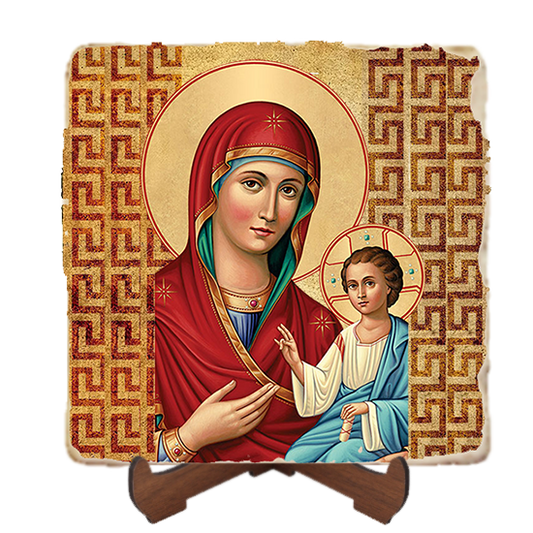 Our Lady of Light,Marble Icon,Handmade,Baptism gift,Christian Icon