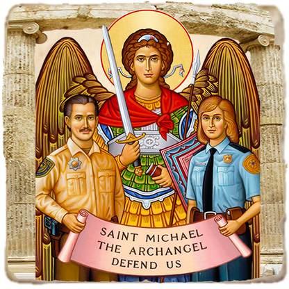 Saint Michael Protector of Police Icon,Marble Icon,Handmade,Baptism gift,Christian Icon