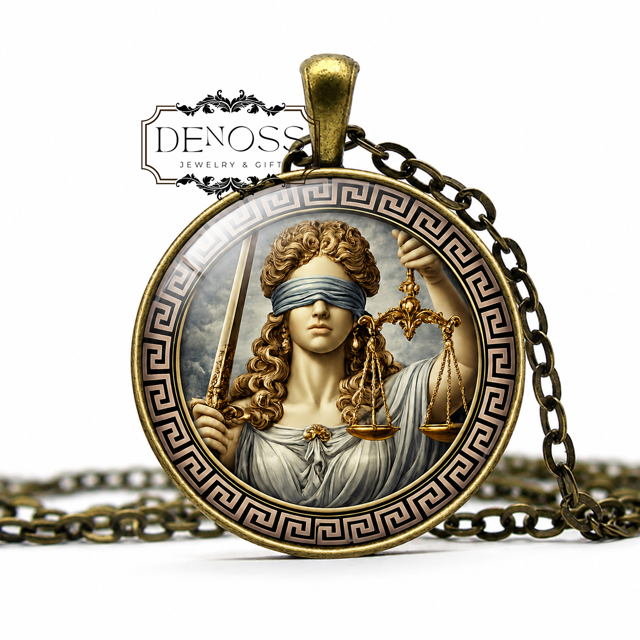 THEMIS Necklace,Goddess of Justice,Goddess of Fairness,Goddess of Law,Greek,Titan,Oracles,Prophecies,Glass Pendant