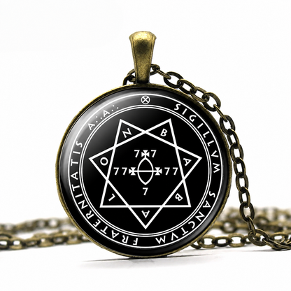 Seal of Babalon Pendant Necklace,Seal of The Argentum Astrum Thelema Aleister Babalon,Heptagram Thelema,Goddess Babalon, Scarlet Woman