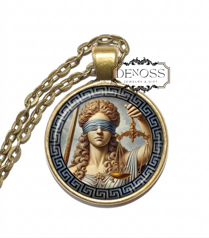 THEMIS Necklace,Goddess of Justice,Goddess of Fairness,Goddess of Law,Greek,Titan,Oracles,Prophecies,Glass Pendant