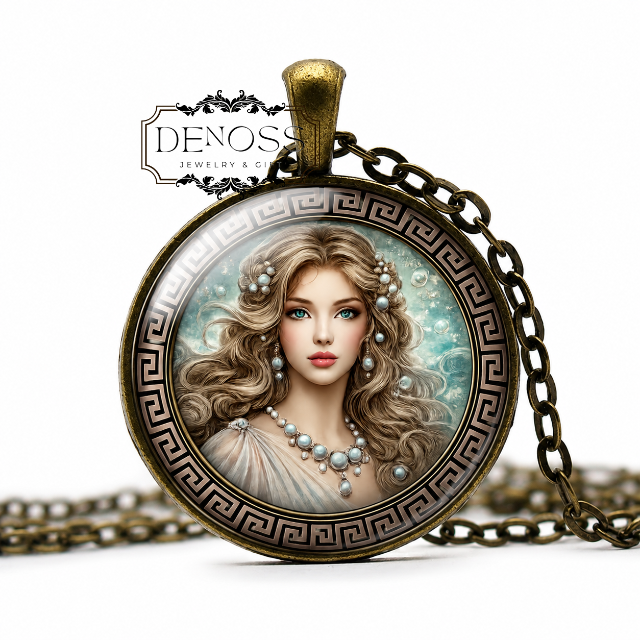 THETIS Necklace,Goddess of the Sea,Nereid,Shape-shifting,Mother of Achilles,Trojan War,Greek,Divine Power,Glass Pendant