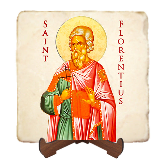 St.Florentius Icon,Men Saints,Marble Icon,Handmade,Prayer gift,Christian Icon