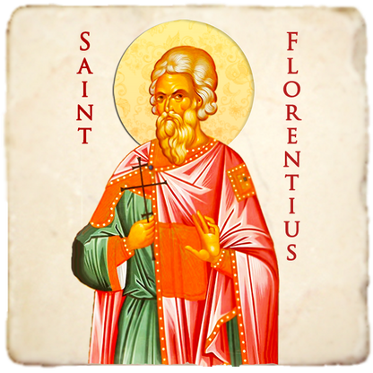 St.Florentius Icon,Men Saints,Marble Icon,Handmade,Prayer gift,Christian Icon
