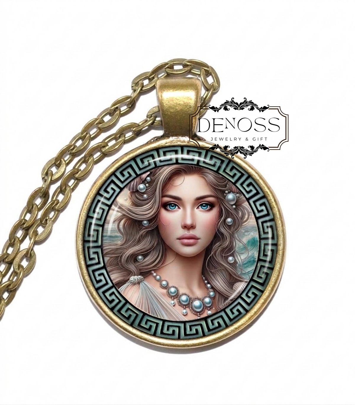 THETIS Necklace,Goddess of the Sea,Nereid,Shape-shifting,Mother of Achilles,Trojan War,Greek,Divine Power,Glass Pendant