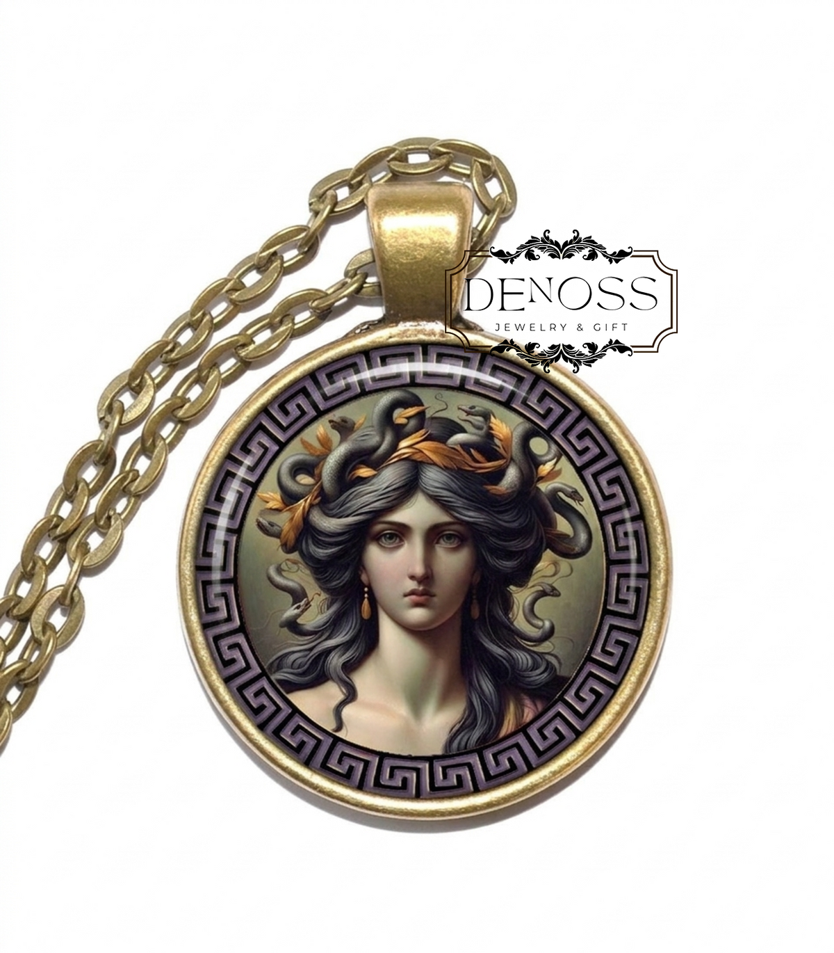 TISIPHONE Necklace,Goddess of Vengeance,Goddess of Moral Retribution,Furies,Erinyes,Greek, Mythology,Glass pendant