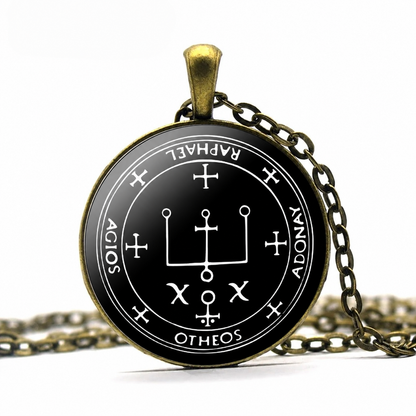 Sigil of Archangel Raphael Pendant Necklace, Saint Raphael Amulet Talisman,Guardian Angel, Seal of St. Raphael