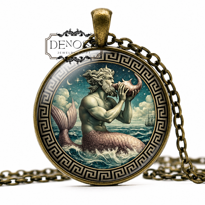 TRITON Necklace,God of the Sea,Messenger of the Ocean,Symbol of the Power of the Ocean,Son of Poseidon,Greek Mythology