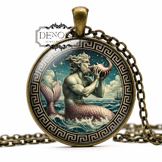TRITON Necklace,God of the Sea,Messenger of the Ocean,Symbol of the Power of the Ocean,Son of Poseidon,Greek Mythology