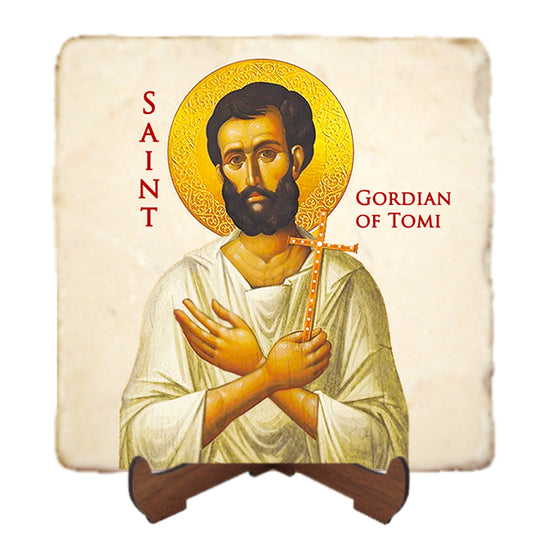 St.Gordian of Tomi Icon,Men Saints,Marble Icon,Handmade,Prayer gift,Christian Icon