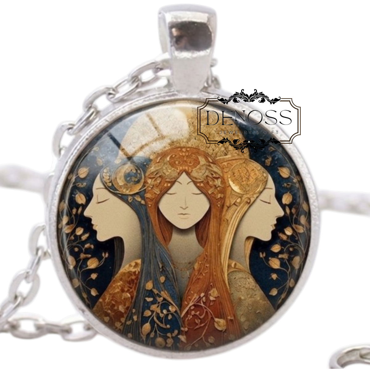 Triple Moon Goddess Necklace,Wiccan Celestial Moon Jewelry