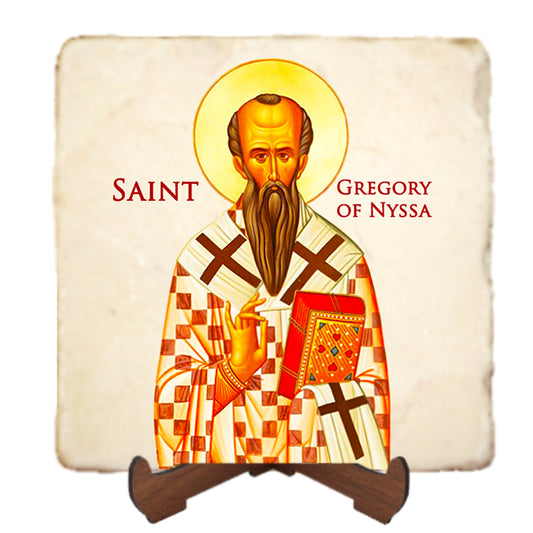 St.Gregory of Nyssa Icon,Men Saints,Marble Icon,Handmade,Prayer gift,Christian Icon