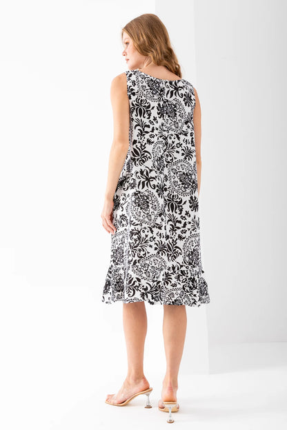 Strappy V-Neck Patterned Cotton Dress - Denoss