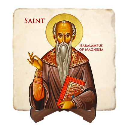 St.Charalampus Icon,Men Saints,Marble Icon,Handmade,Prayer gift,Christian Icon