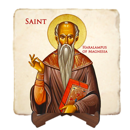 St.Charalampus Icon,Men Saints,Marble Icon,Handmade,Prayer gift,Christian Icon