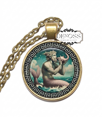 TRITON Necklace,God of the Sea,Messenger of the Ocean,Symbol of the Power of the Ocean,Son of Poseidon,Greek, Mythology