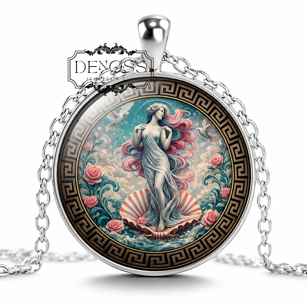 VENUS Necklace,Goddess of Love,Goddess of Fertility,Goddess of Desire,Goddess of Beauty,Roman,Mythology,Glass Pendant