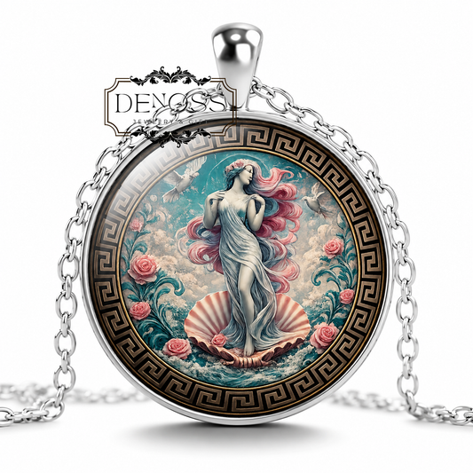 VENUS Necklace,Goddess of Love,Goddess of Fertility,Goddess of Desire,Goddess of Beauty,Roman,Mythology,Glass Pendant