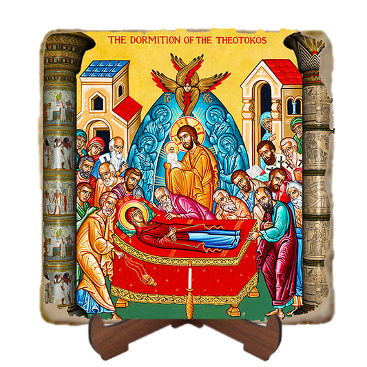 Dormition of Mary Icon,Marble Icon,Handmade,Prayer gift,Christian Icon