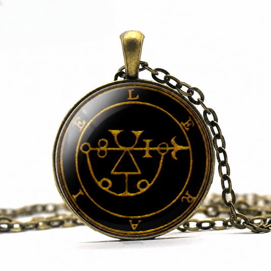 LERAJE Necronomicon Pendant Necklace,Witchcraft Jewelry