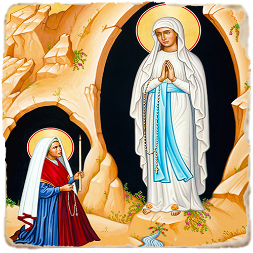 Our Lady of Lourdes,Marble Icon,Handmade,Baptism gift,Christian Icon