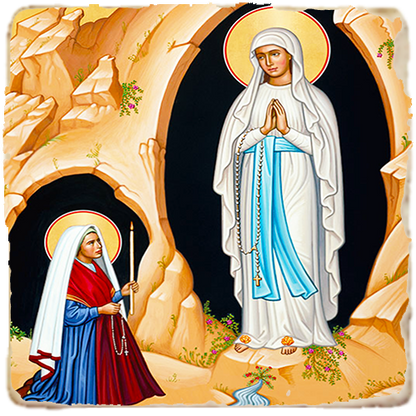Our Lady of Lourdes,Marble Icon,Handmade,Baptism gift,Christian Icon