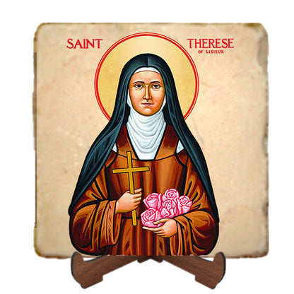 St.Therese of Lisieux Icon,Women Saint,Marble Icon,Handmade,Prayer gift,Christian Icon